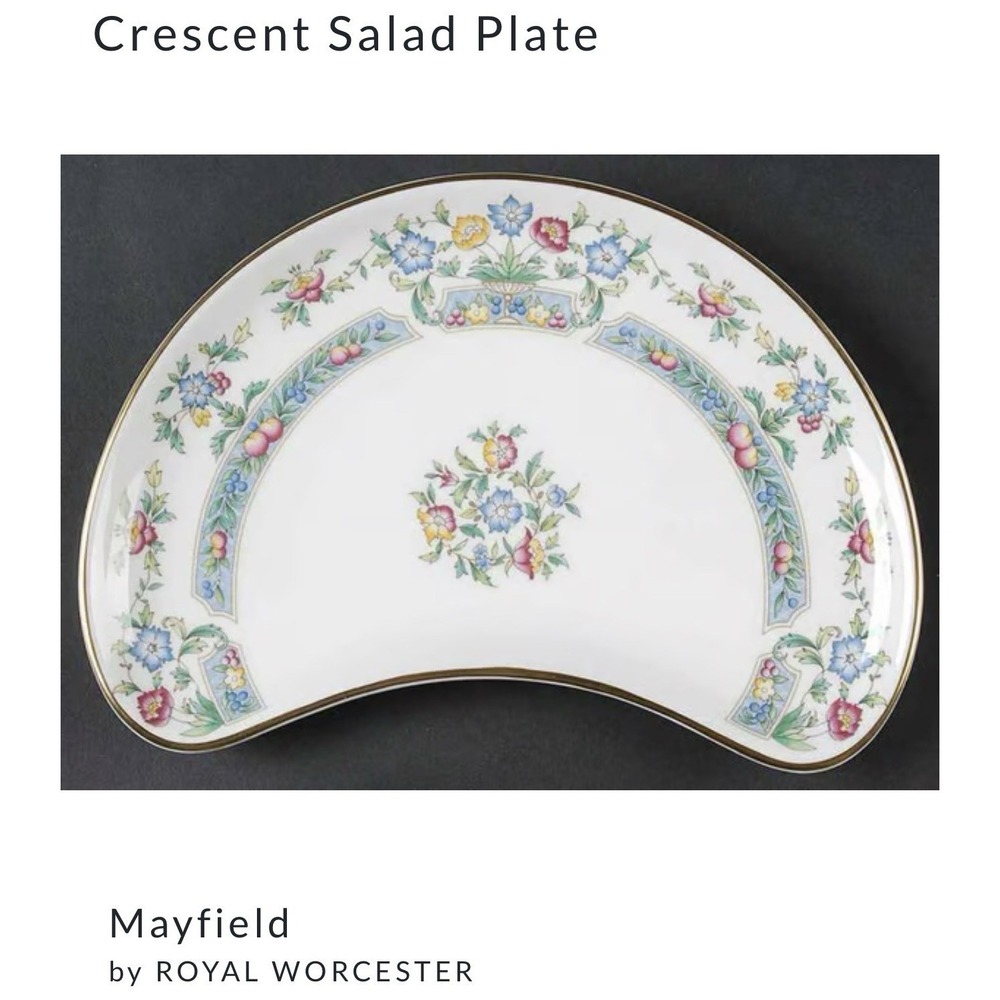 Royal Worcester Mayfield Crescent Bone China Side Dish England Floral Gold